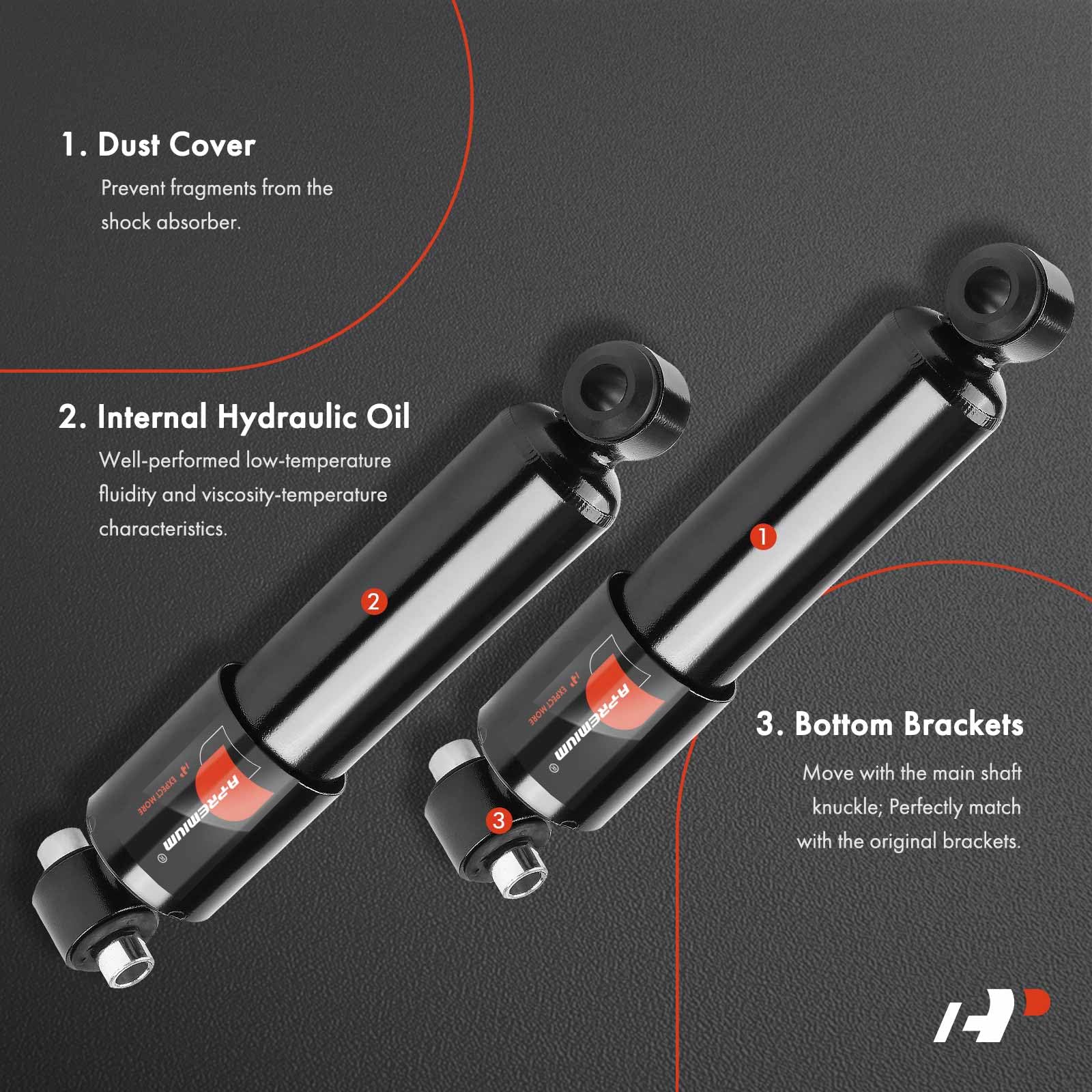 A-Premium dust shield close-up protecting the shock rod for longer life