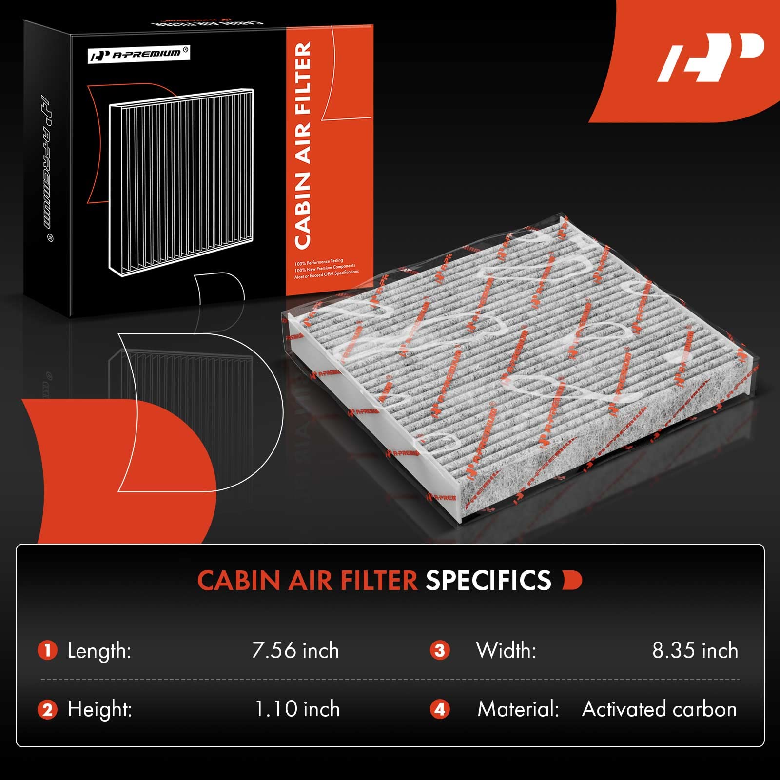 A-Premium cabin filter close-up showing activated carbon layer to reduce interior odors