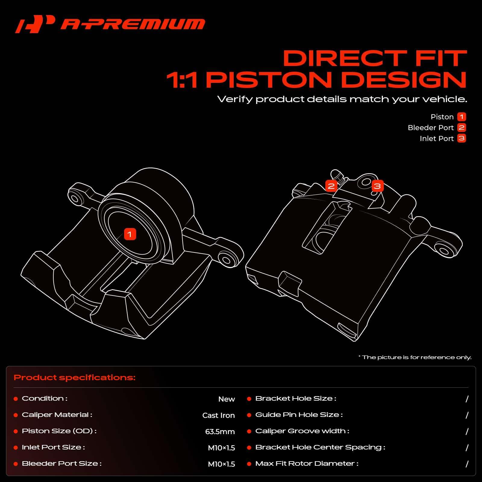 A-Premium caliper backside detail highlighting bracket interface for easy install