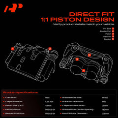 A-Premium caliper close-up on phenolic pistons for lighter heat transfer