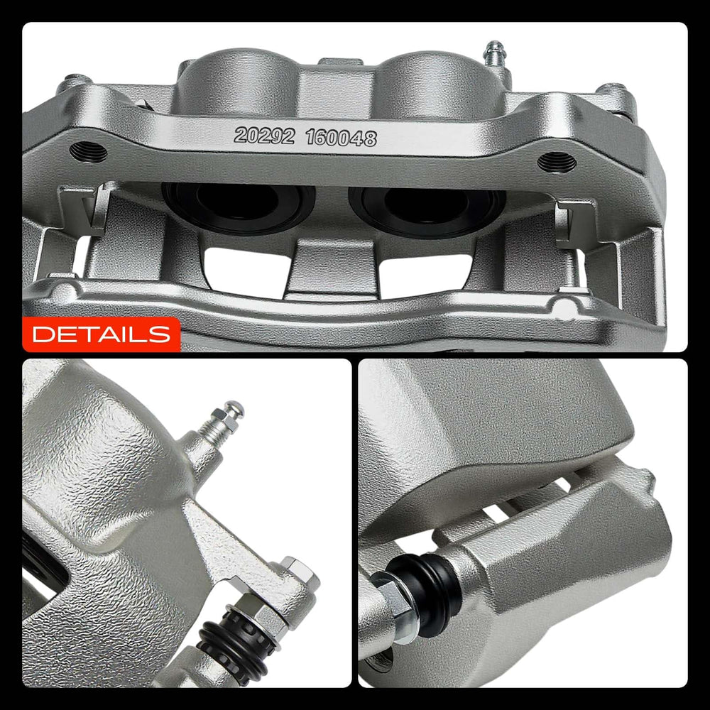 A-Premium caliper with included installation hardware laid out for easy install and convenience benefit
