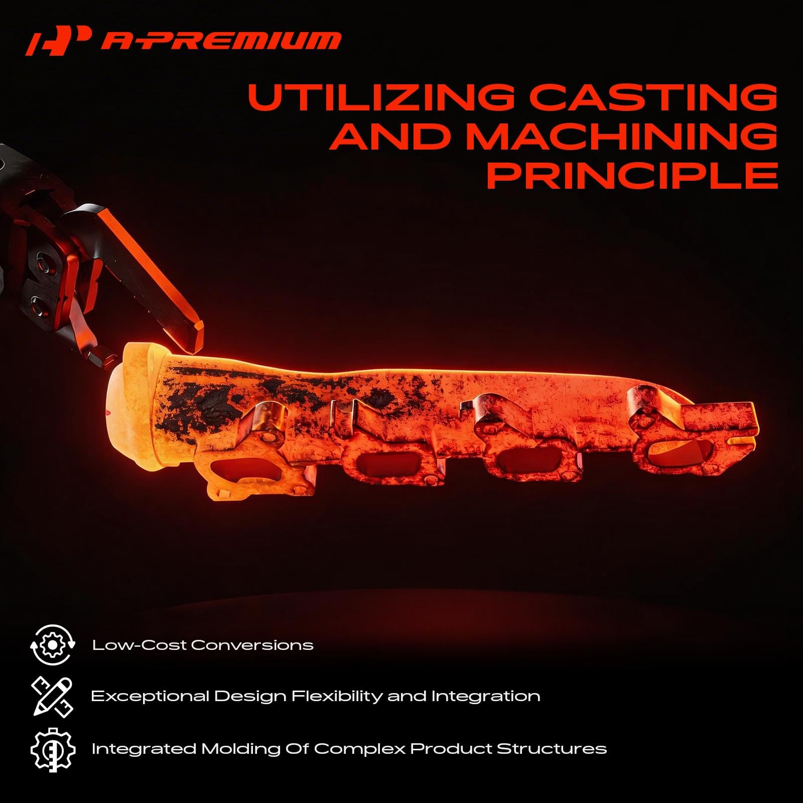 A-Premium cast-iron texture detail illustrating corrosion resistance and strength