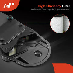 A-Premium close-up of filter media showing polypropylene fibers capturing contaminants