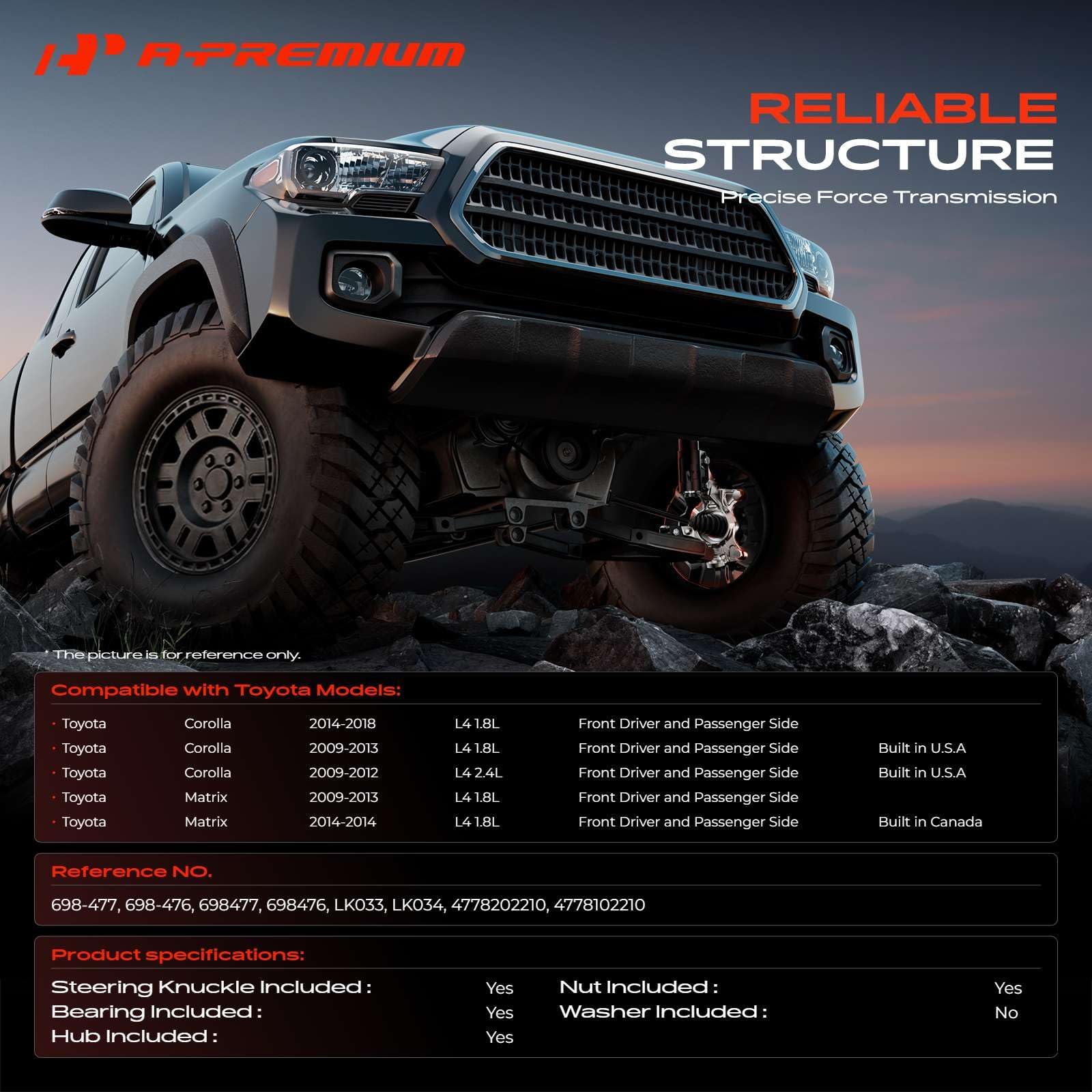 A-Premium close-up of bearing seal and race detail highlighting durability and smooth rotation benefit