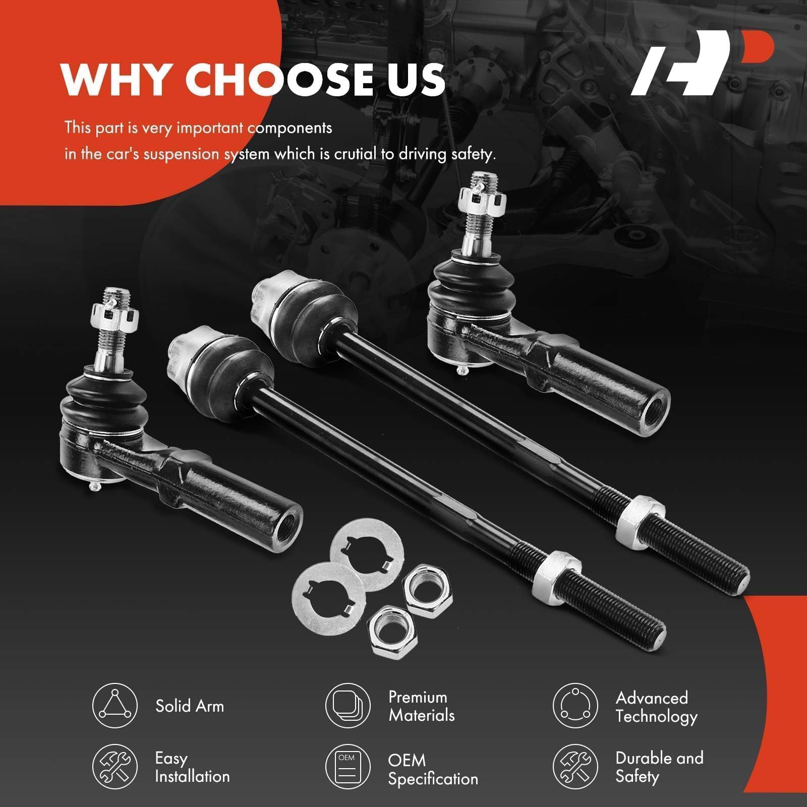 A-Premium comparison of worn versus new tie rod ends preventing tire wear