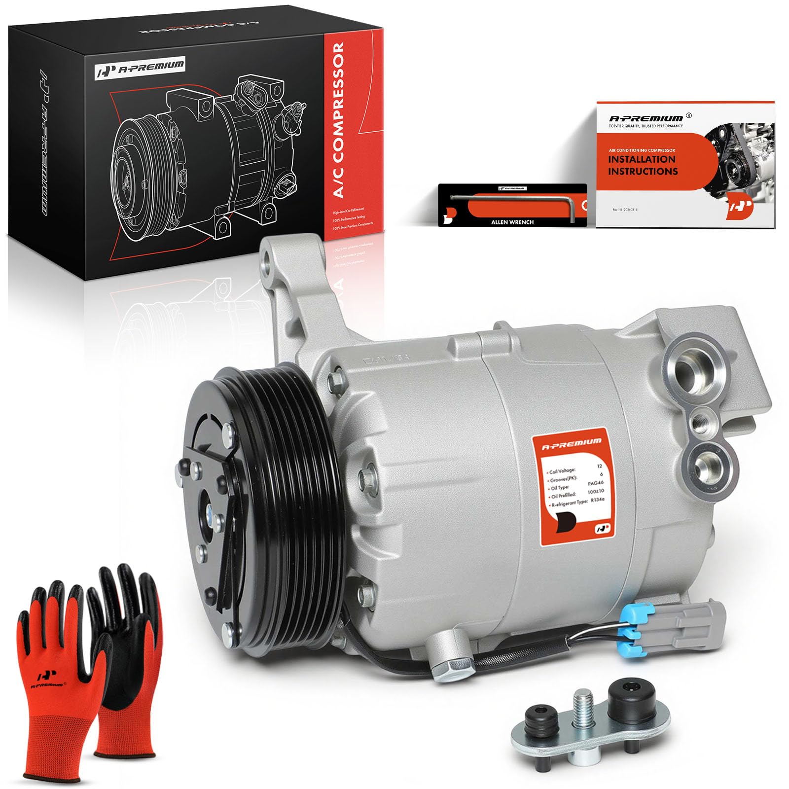 A-Premium compressor front view showing mounting points and fitment benefit