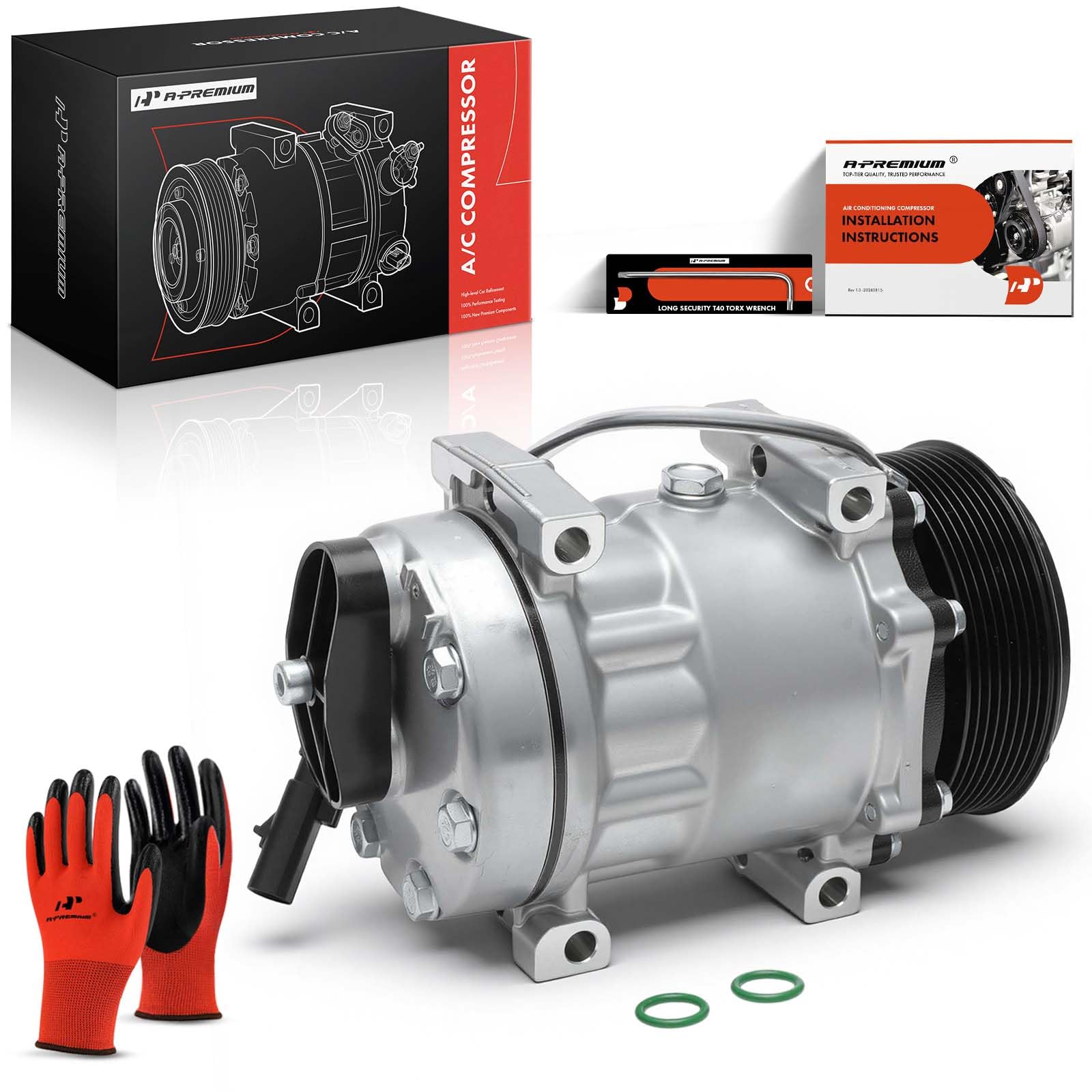 A-Premium compressor in a garage being installed by a mechanic for reliability