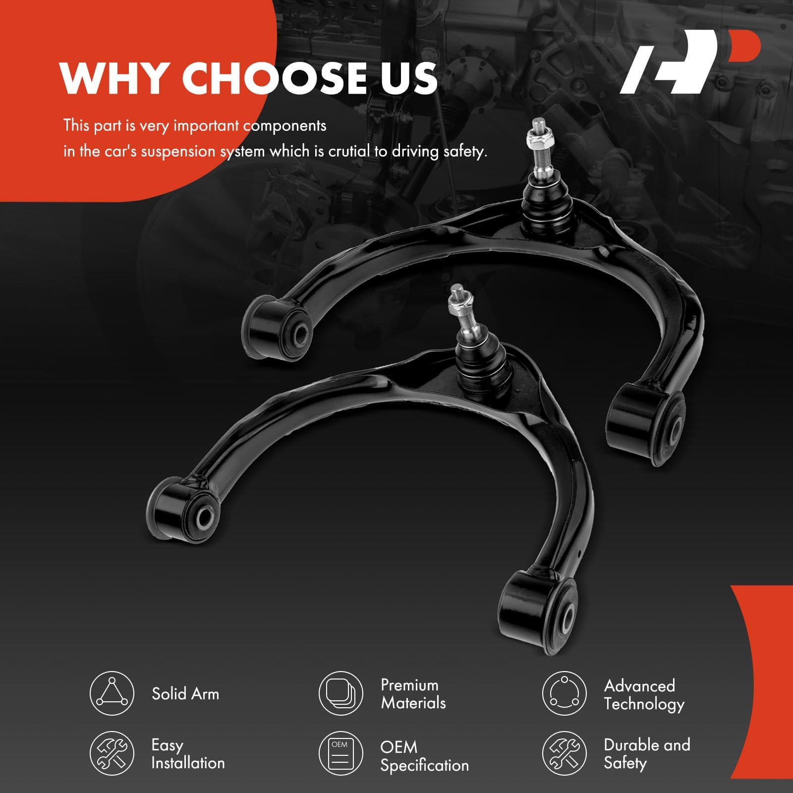 A-Premium control arm installed on a Dodge Ram front end improving steering feel