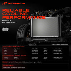 A-Premium close-up of radiator core dimensions for accurate fit confirmation