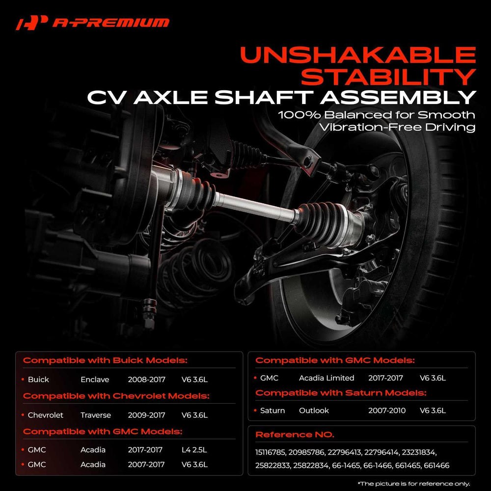 A-Premium left and right axle lengths compared to illustrate correct fit advantages