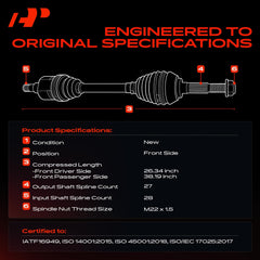 A-Premium right front CV axle full length illustrating longer compressed length benefit accurate match