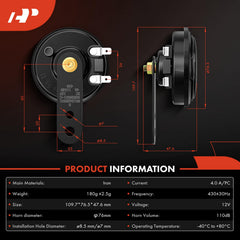A-Premium disc horn close-up of copper plug improving conductivity and louder sound