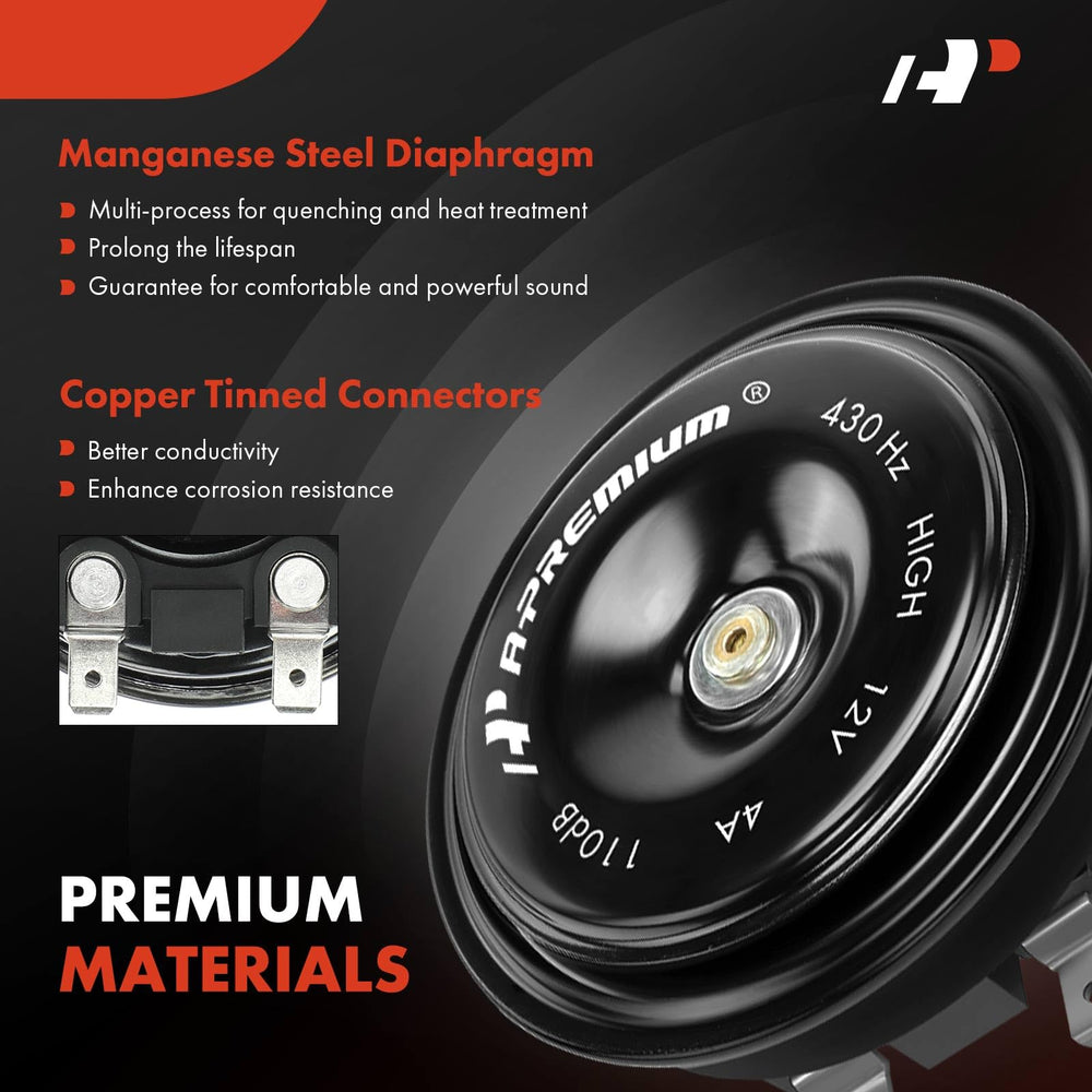 A-Premium disc horn installed in engine bay showing space-saving placement benefit