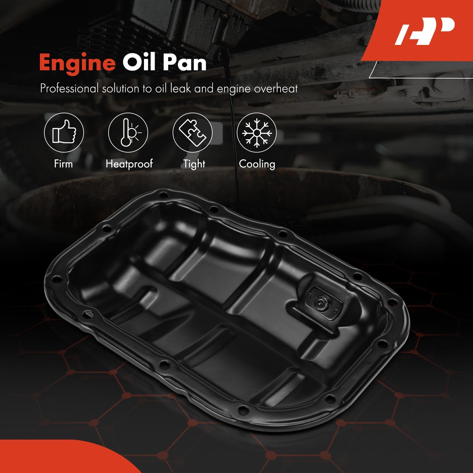 A-Premium closeup of drain plug for convenient oil change and sealed performance