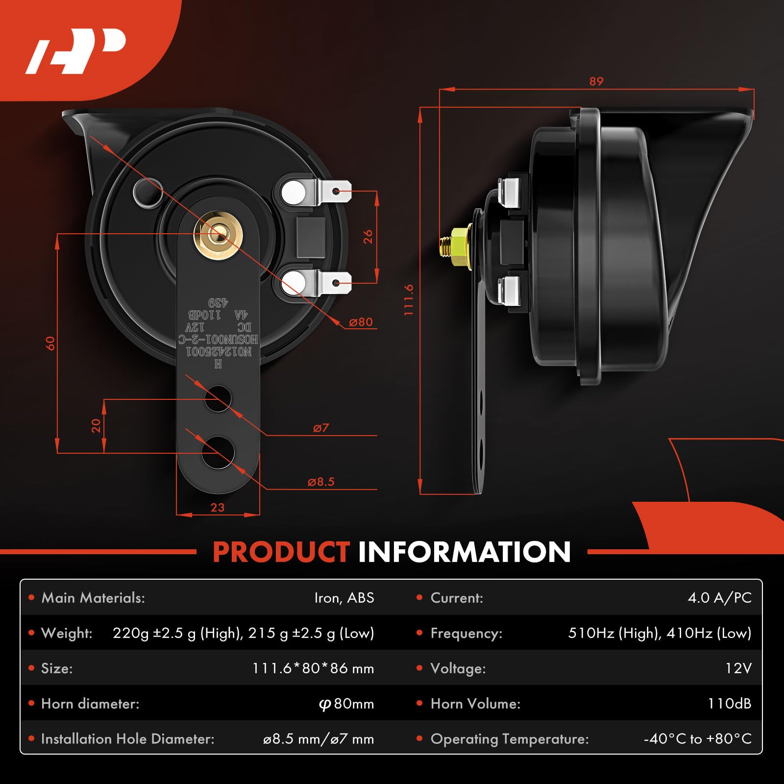 A-Premium installed horn on vehicle demonstrating secure direct-fit mounting