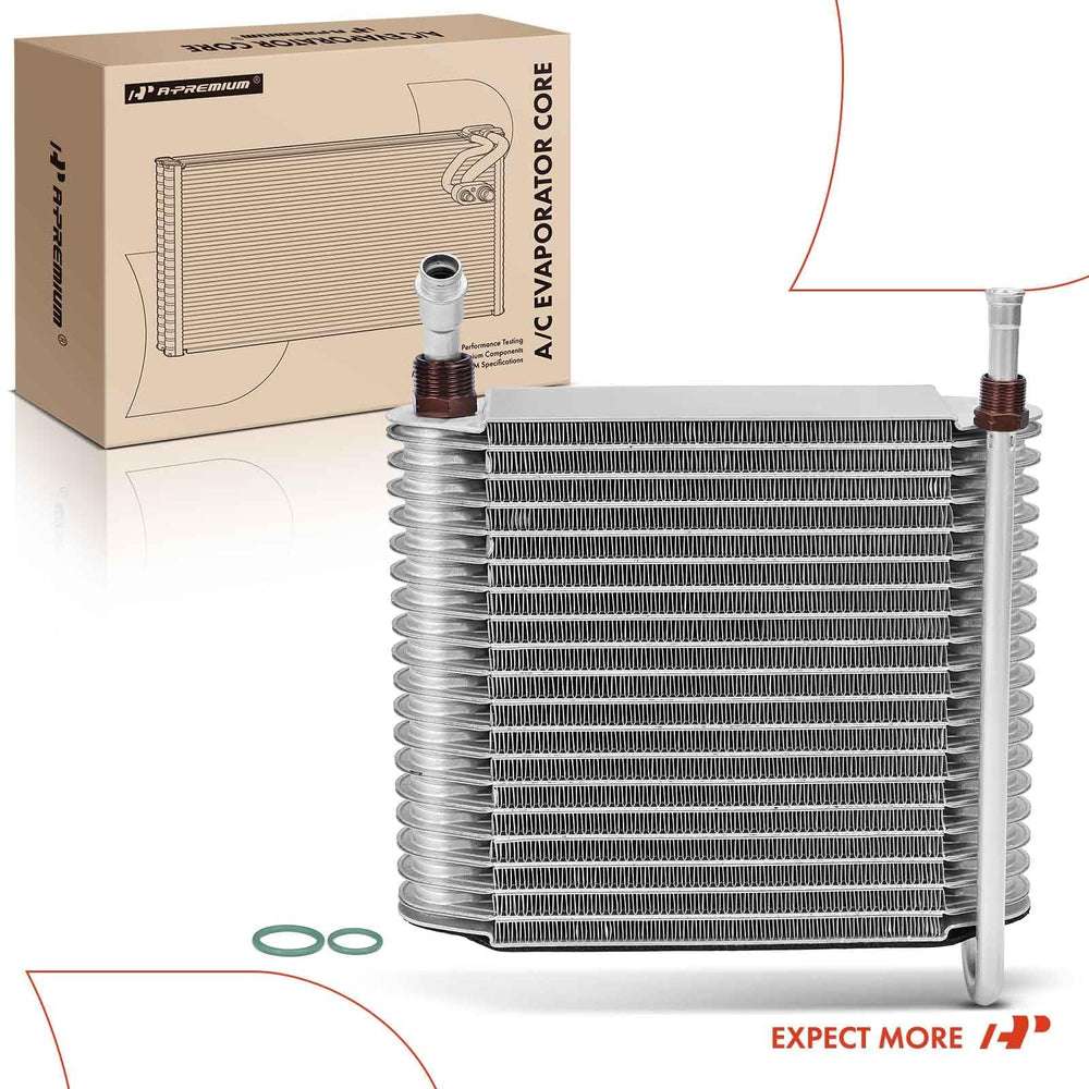 A-Premium evaporator core diagram in vehicle HVAC housing showing placement benefit