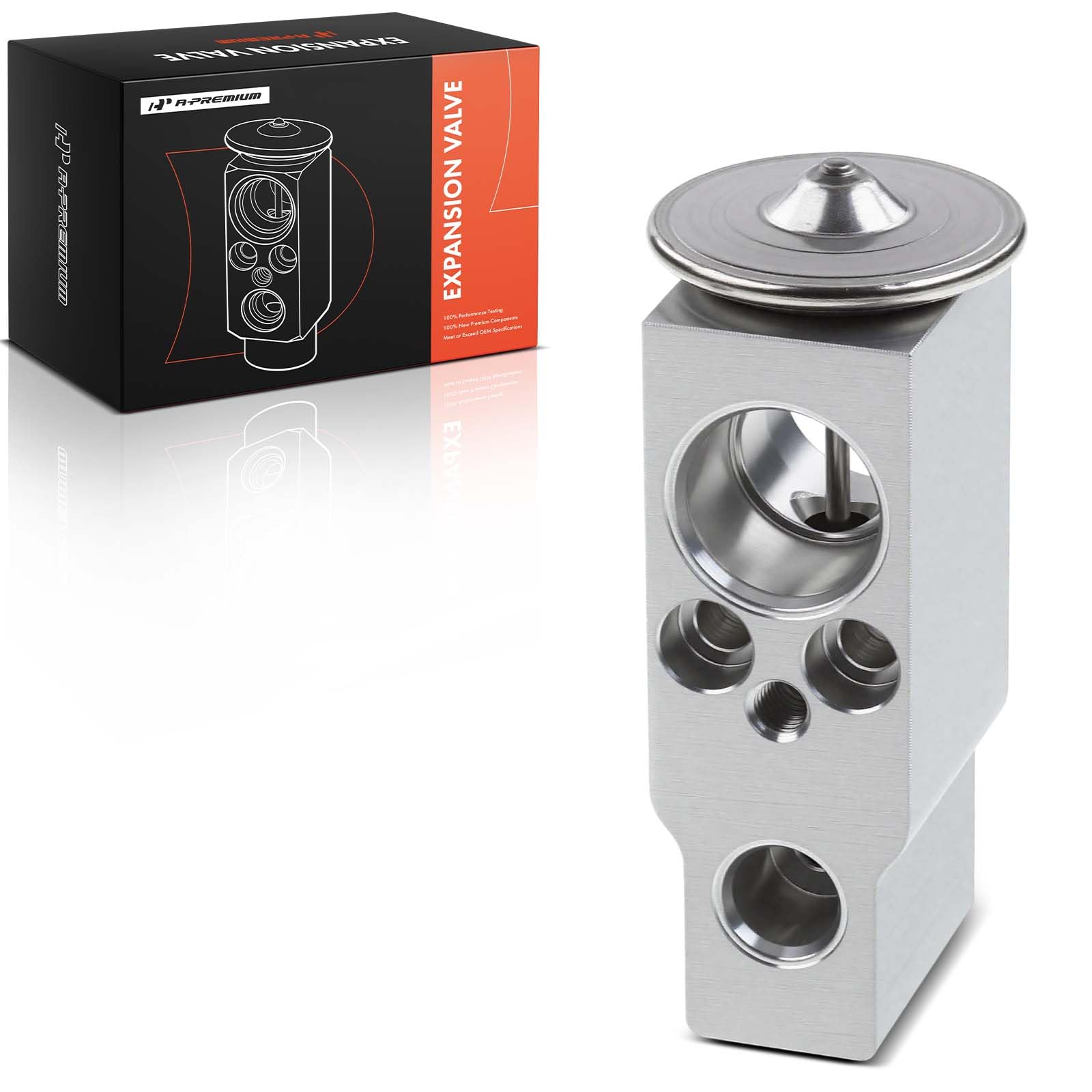 A-Premium expansion valve front view showing mounting points and clean finish for easy fit