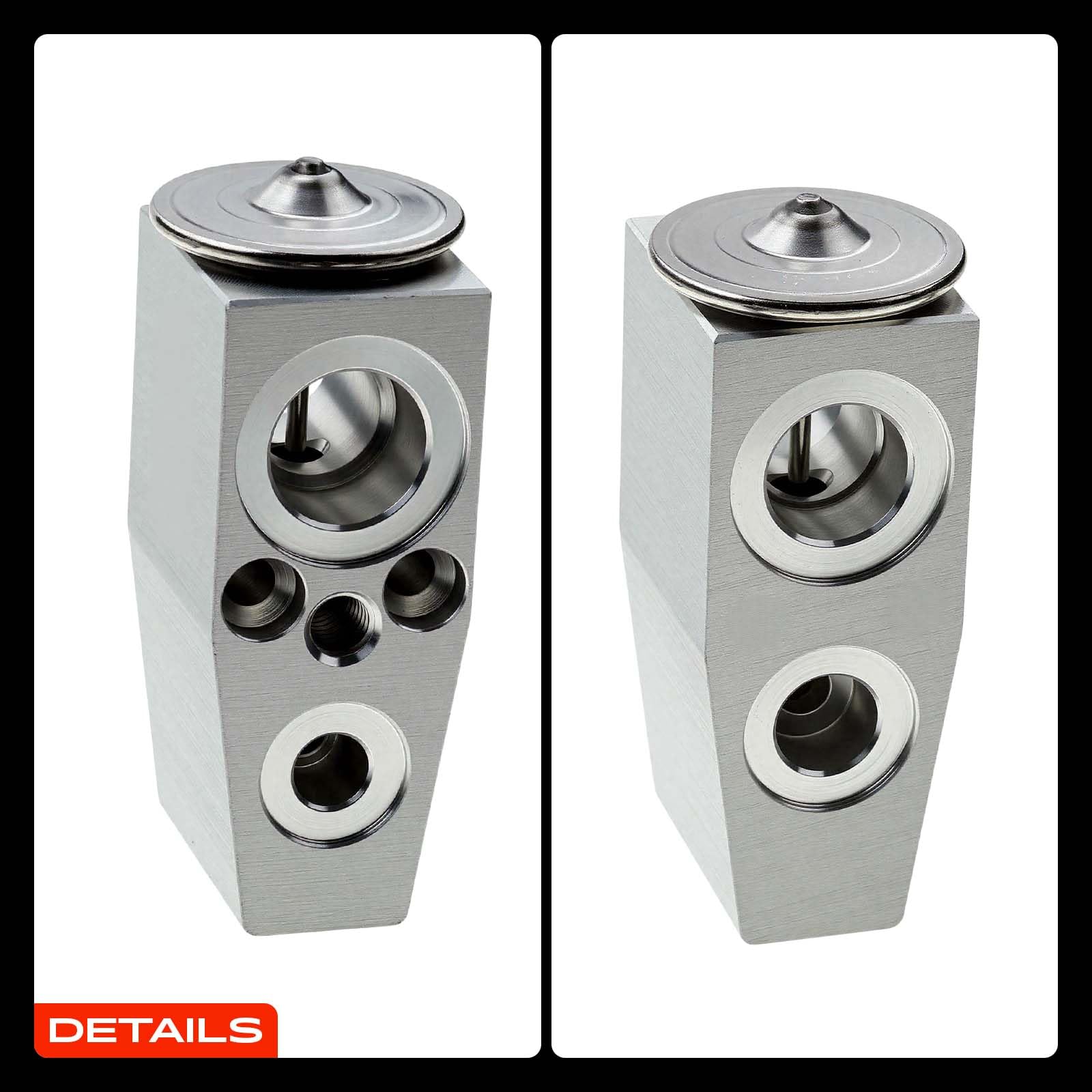 A-Premium expansion valve material finish closeup showing corrosion-resistant aluminum benefit