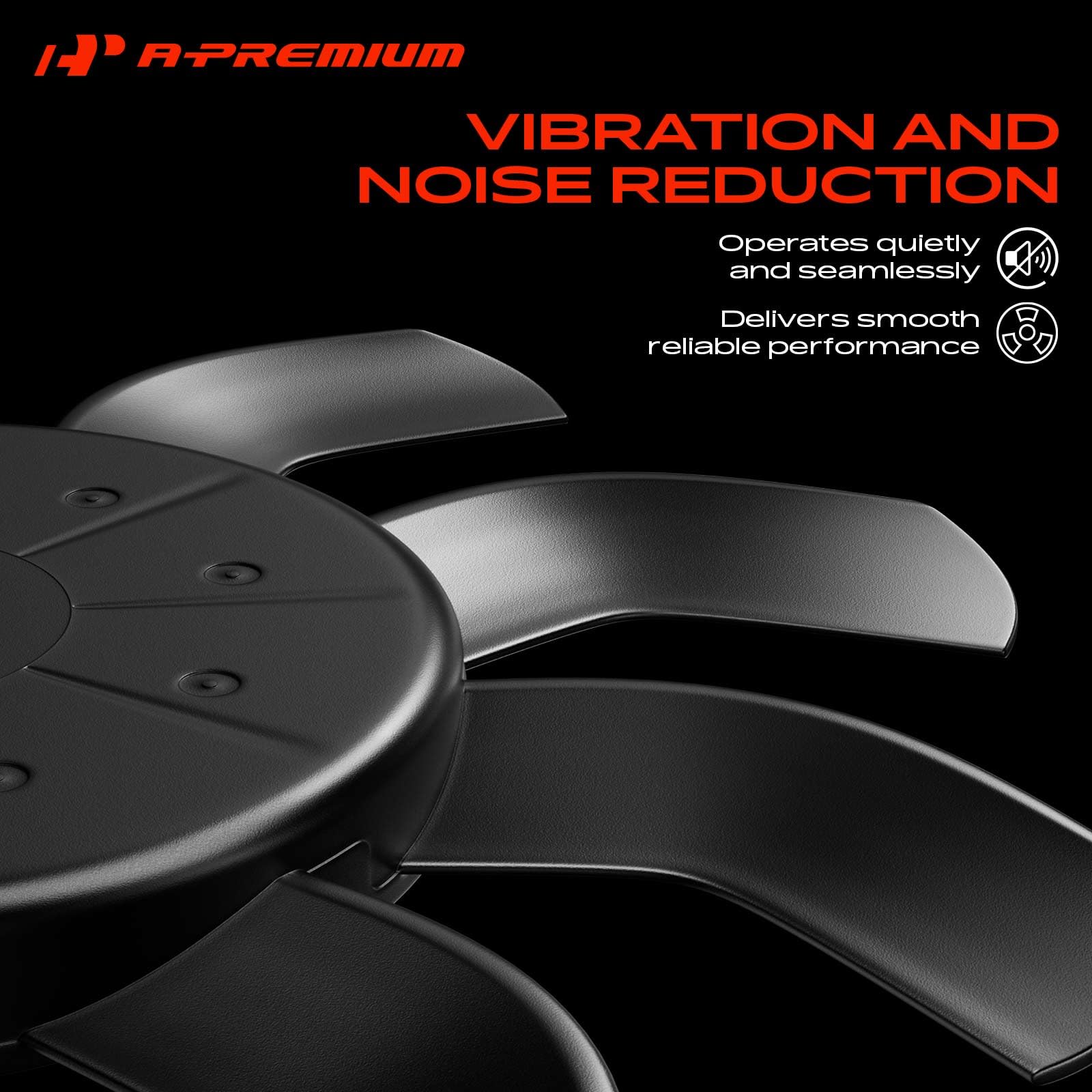 A-Premium fan blade detail showing six-blade design for improved airflow
