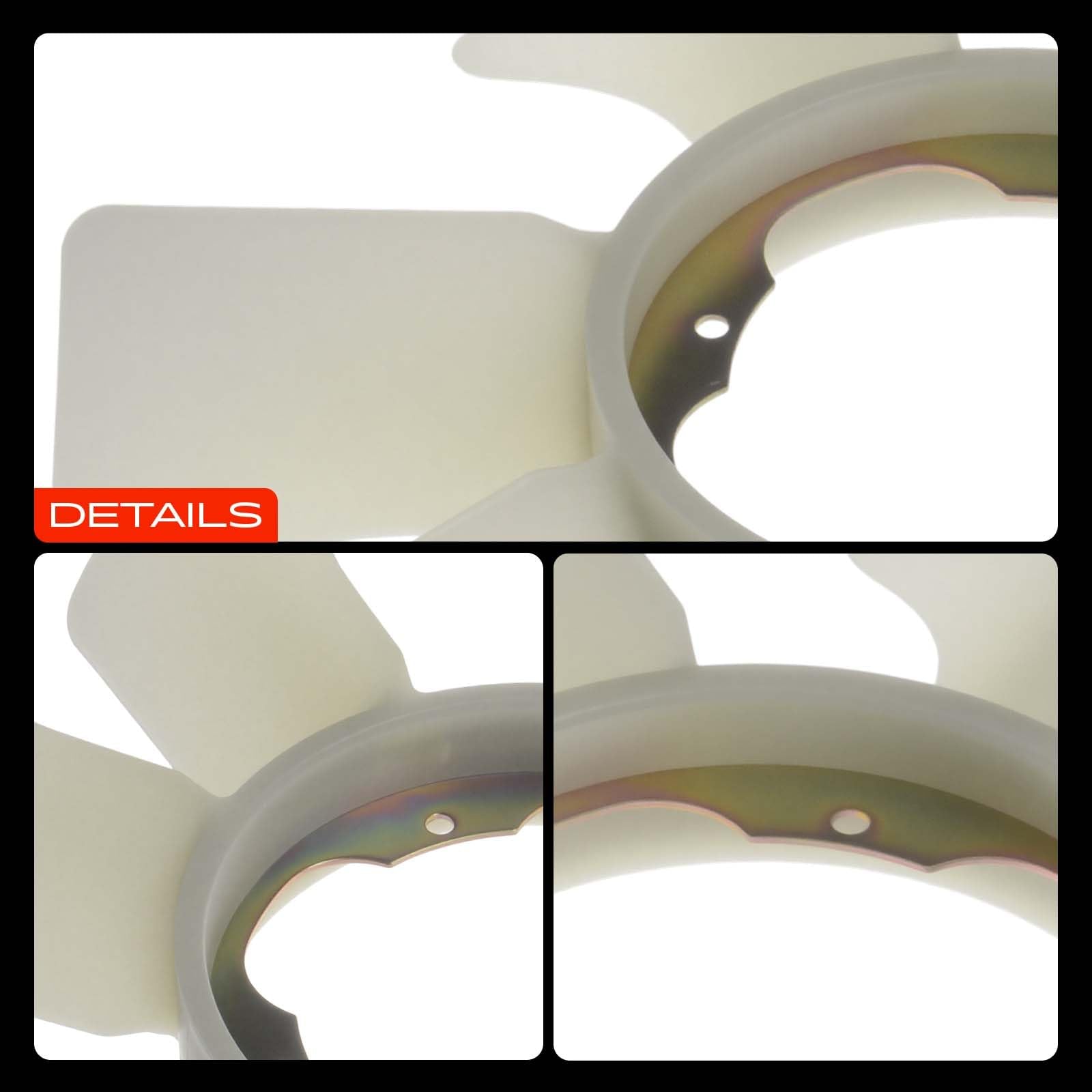 A-Premium angled view showing blade pitch and shape for improved radiator air movement