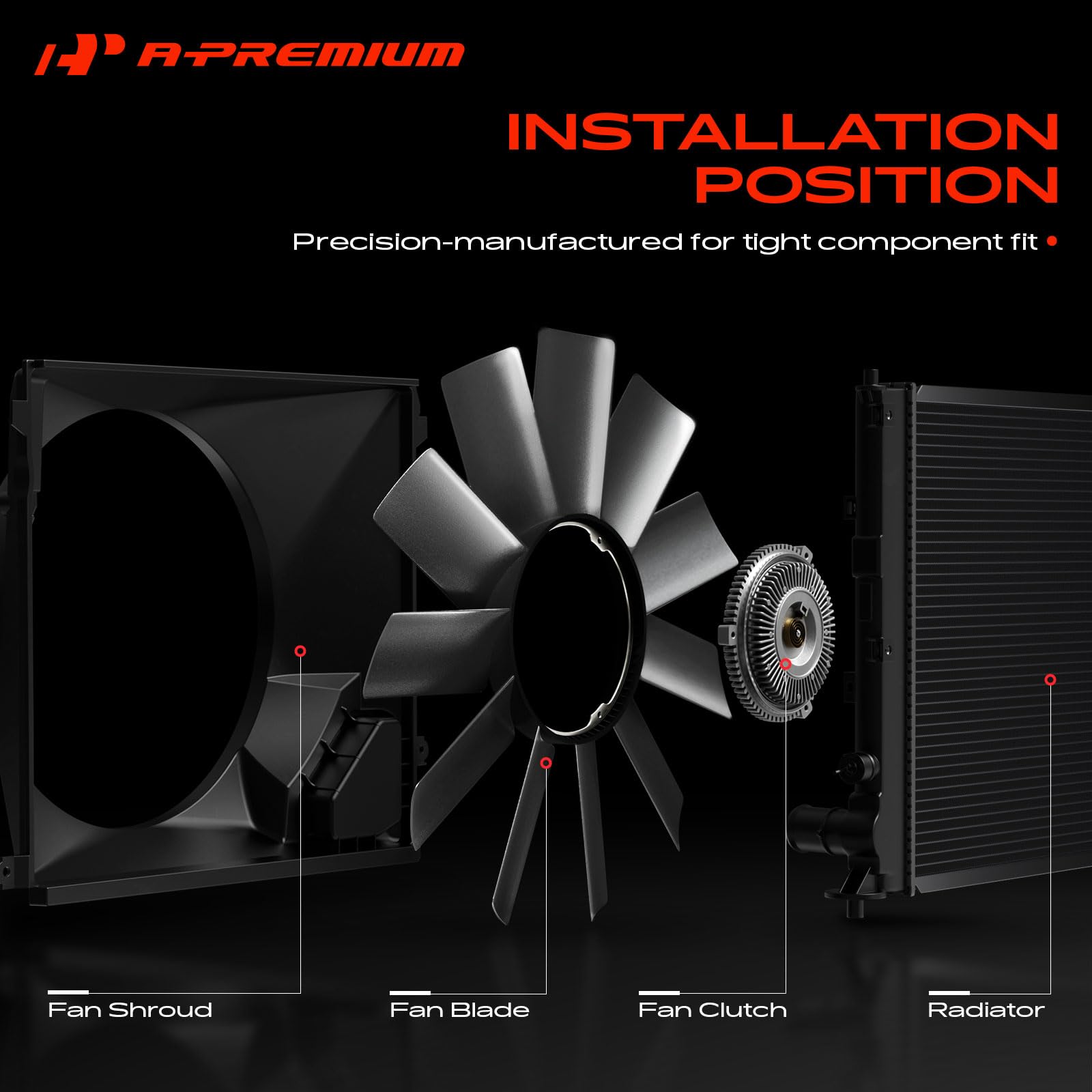 A-Premium fan blade next to ruler for size comparison ensuring correct fitment verification
