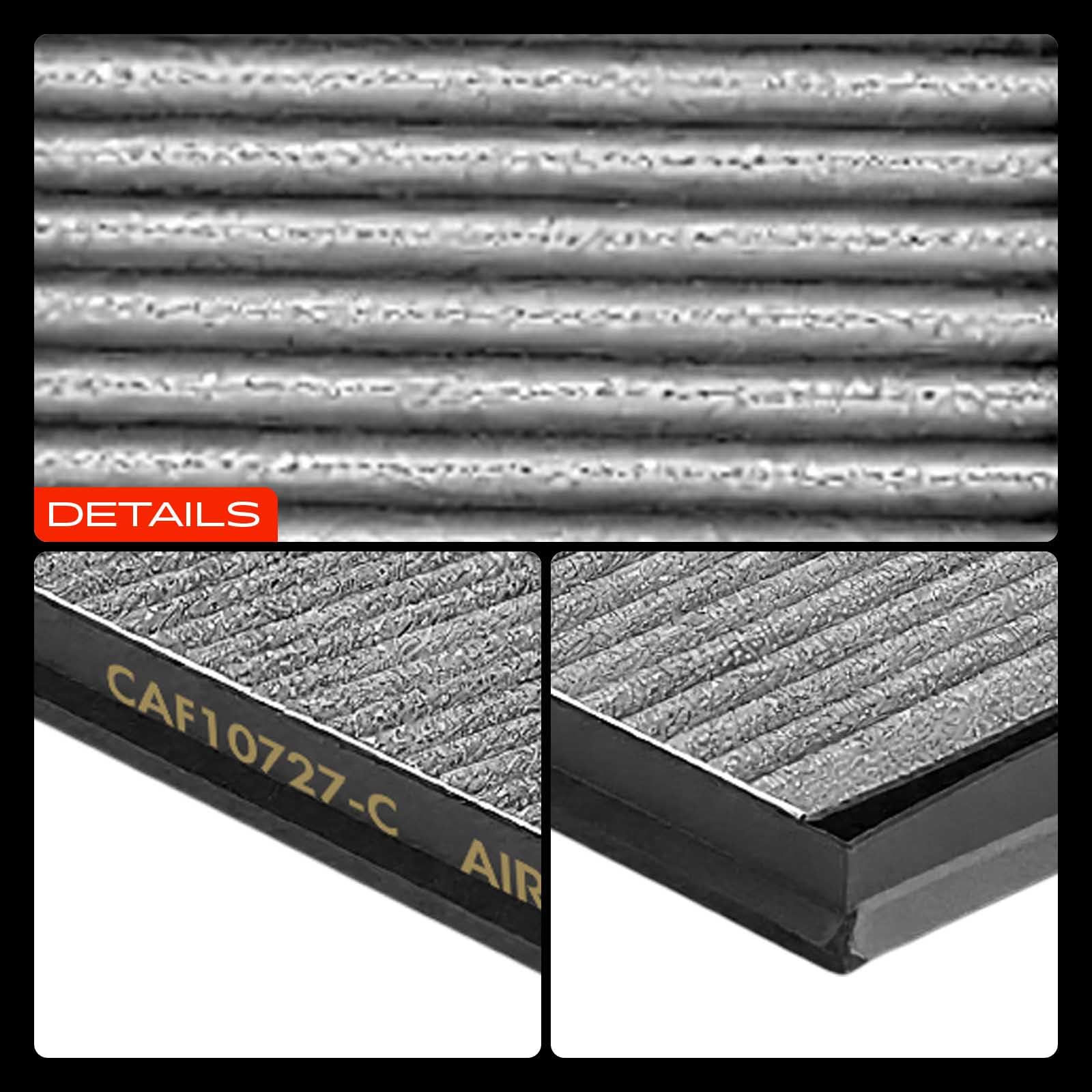 A-Premium filter beside a ruler to show scale, aiding measurement verification for fitment