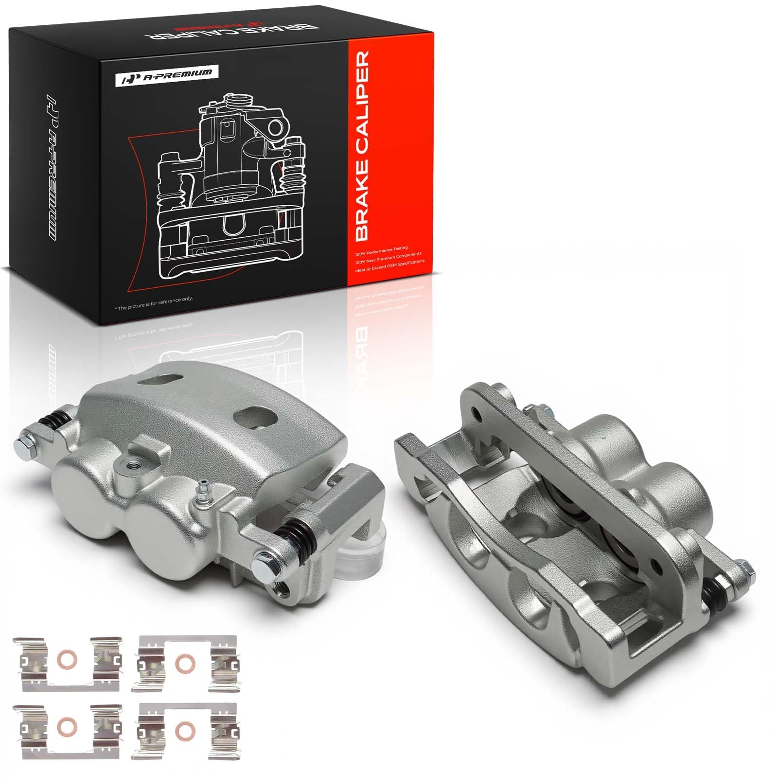A-Premium front caliper assembly front view showing fit and reliable braking