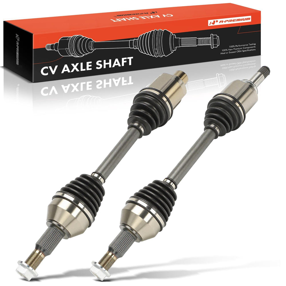 A-Premium front CV axles pair front view showing complete assemblies and ready fitment