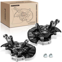 A-Premium front knuckle and hub assembly pair showing complete ready-to-install units and fitment clarity