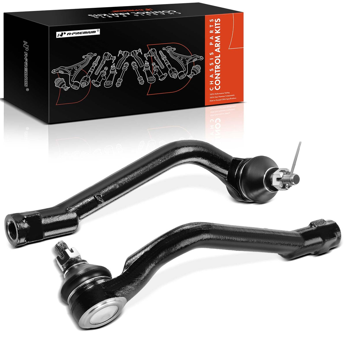 A-Premium front view of tie rod end showing fitment and durable finish