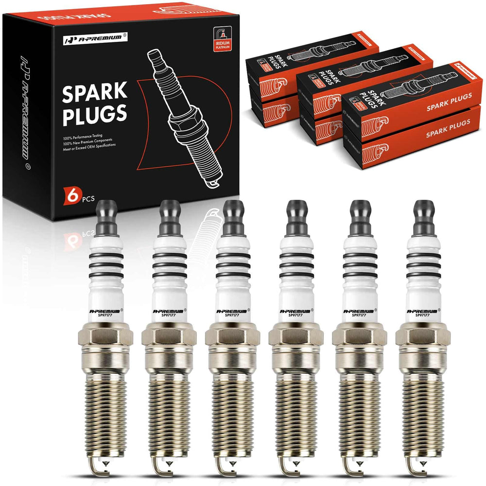 A-Premium front packaging showing pack of six spark plugs and fitment details