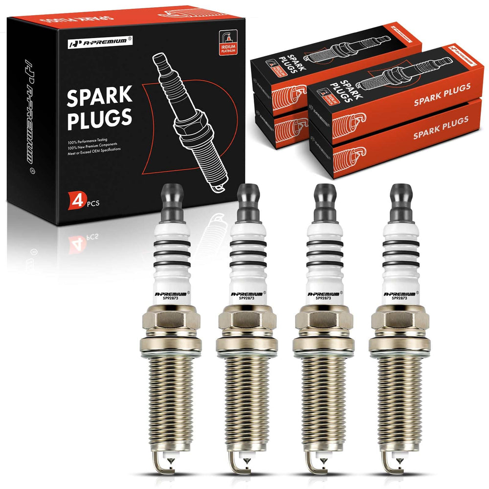 A-Premium front packaging showing four spark plugs and part labels, clear product ID
