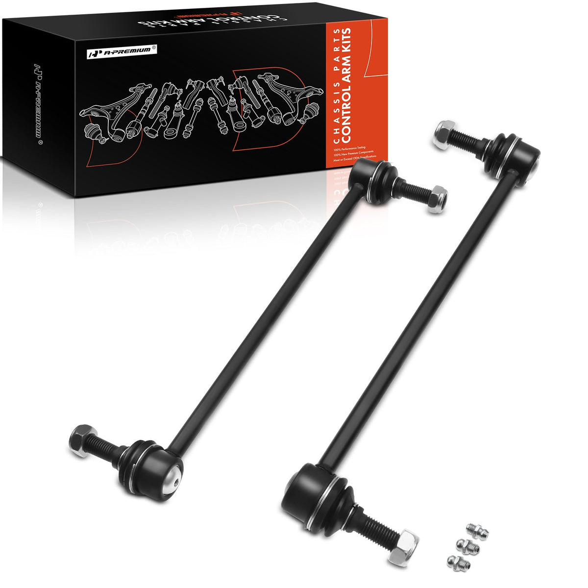 A-Premium front sway bar link front view showing fit and finish benefits