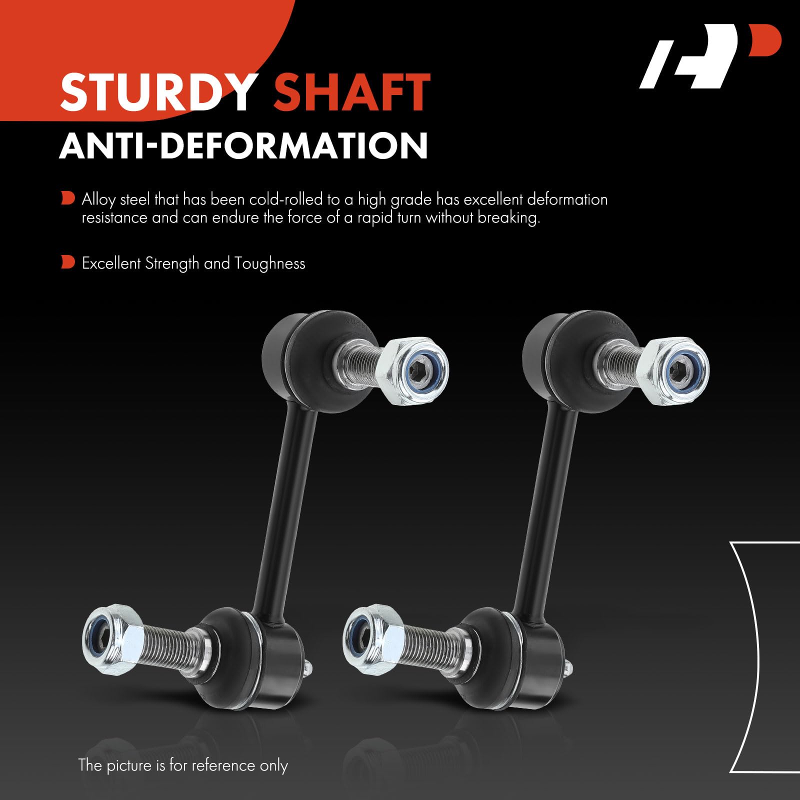 A-Premium sway bar link installed on front suspension demonstrating improved handling