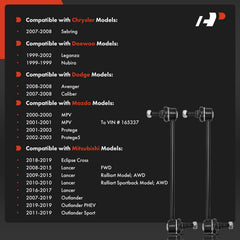 A-Premium front sway bar link side profile showing solid steel shaft for reliability