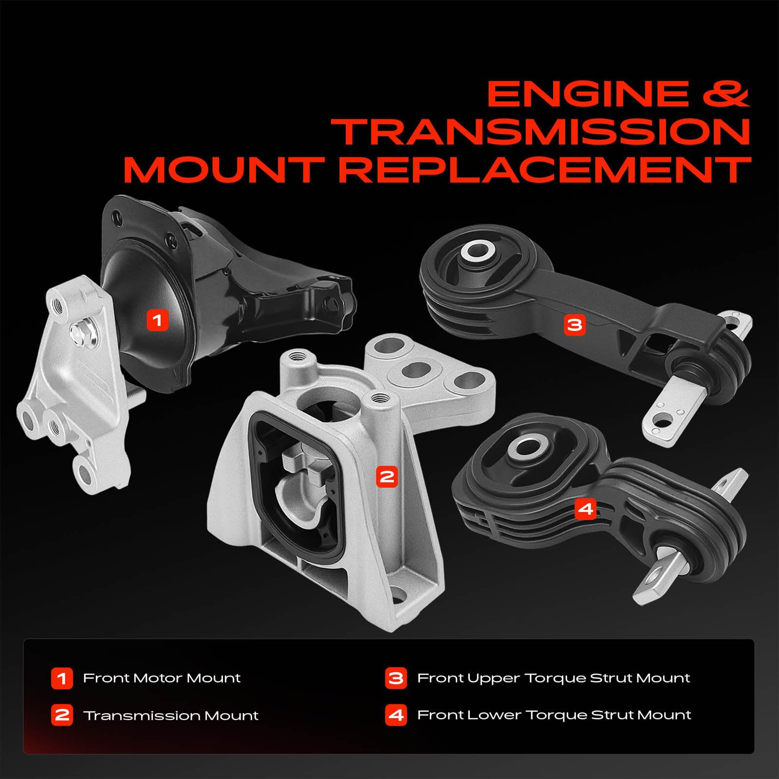 A-Premium front upper torque strut mount detail highlighting reinforced rubber