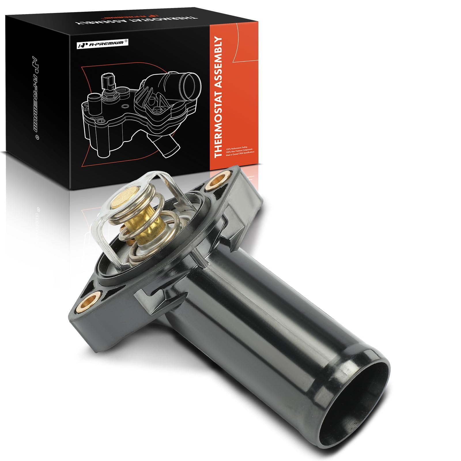 A-Premium front view thermostat housing showing fit and leak prevention