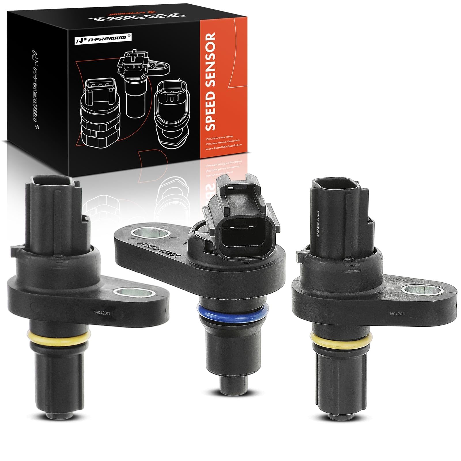 A-Premium front view of the transmission speed sensor showing plug end and durable housing for reliable replacement