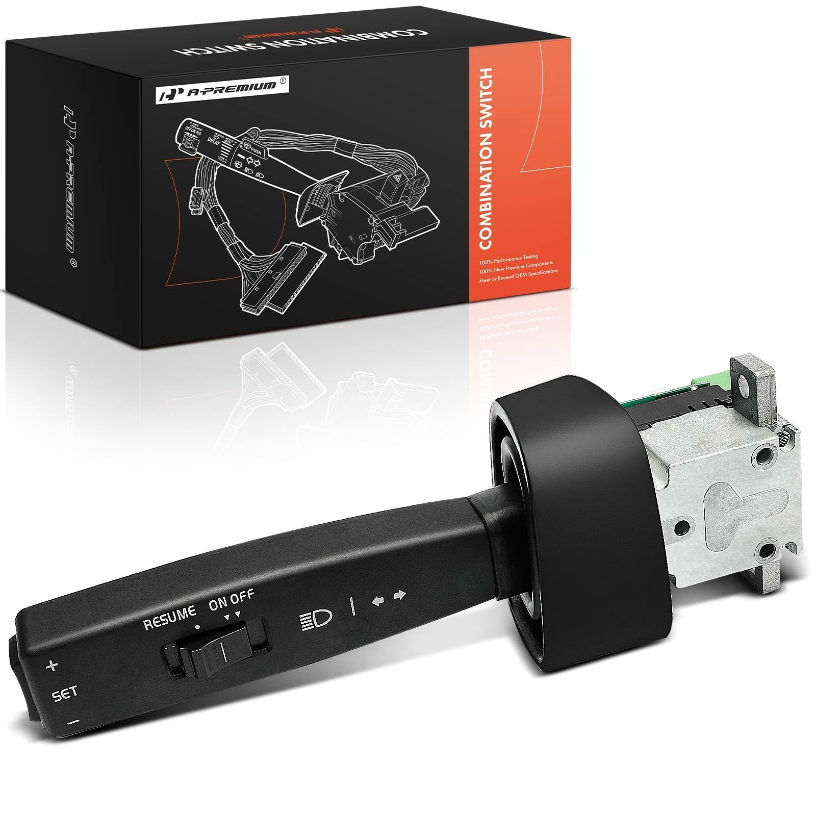 A-Premium front view of switch showing complete stalk and ergonomic grip benefit