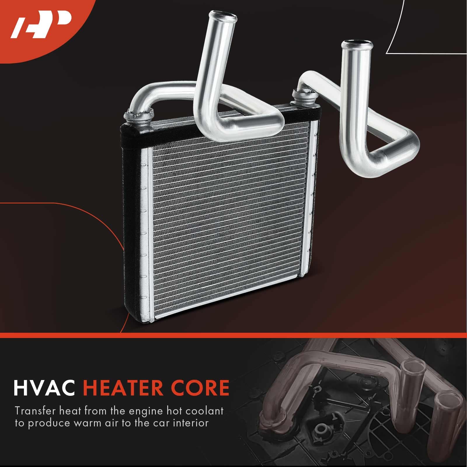 A-Premium heater core rear detail displaying mounting points for accurate install