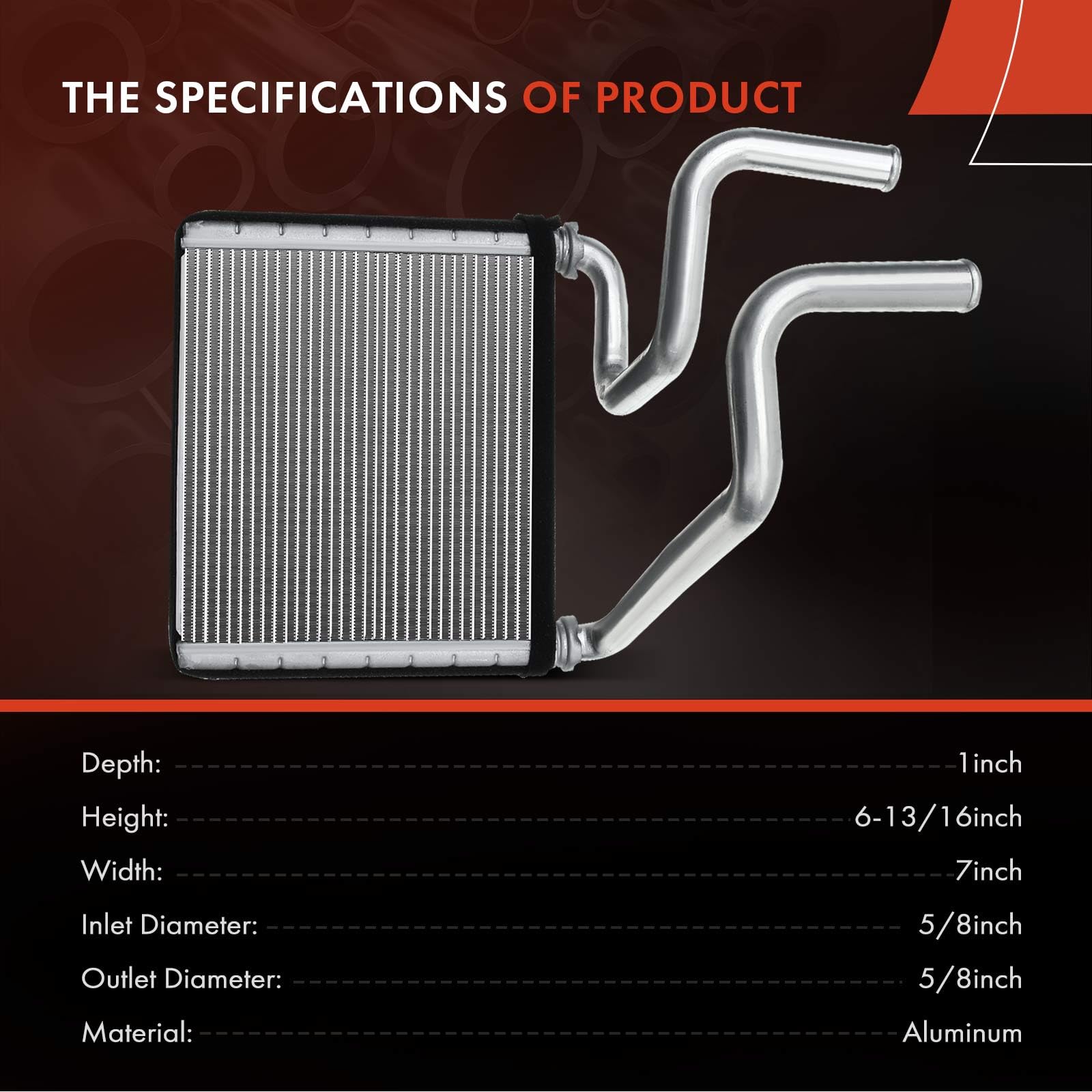 A-Premium heater core inlet and outlet closeup showing hose connection clarity