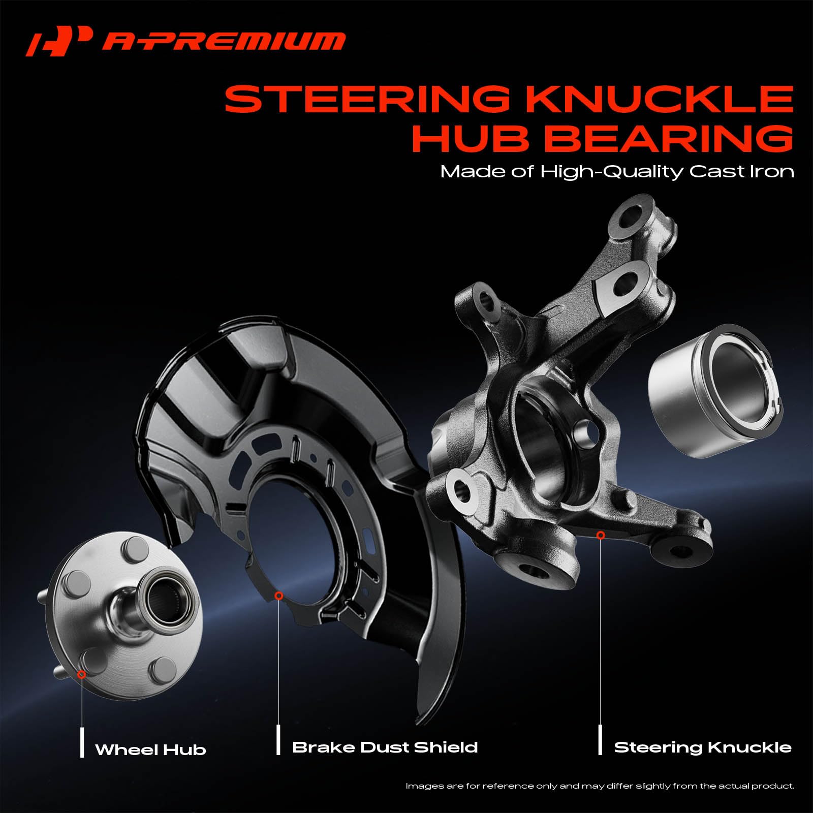 A-Premium hub bearing face view showing bolt pattern and centered hub for secure wheel mounting