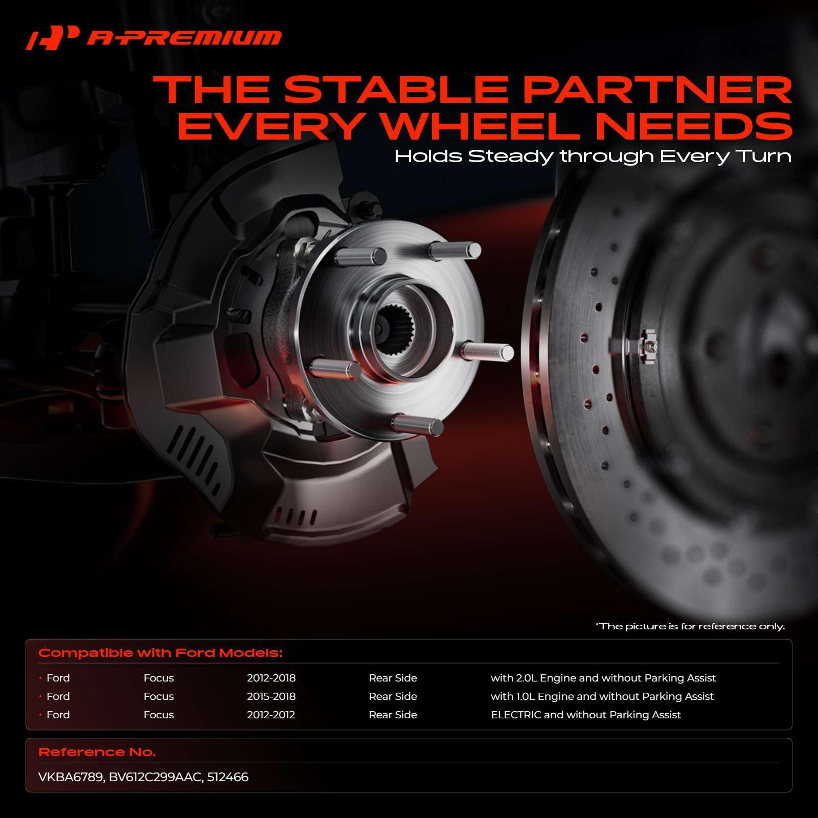 A-Premium close-up of bearing seal highlighting pre-greased protection and durability
