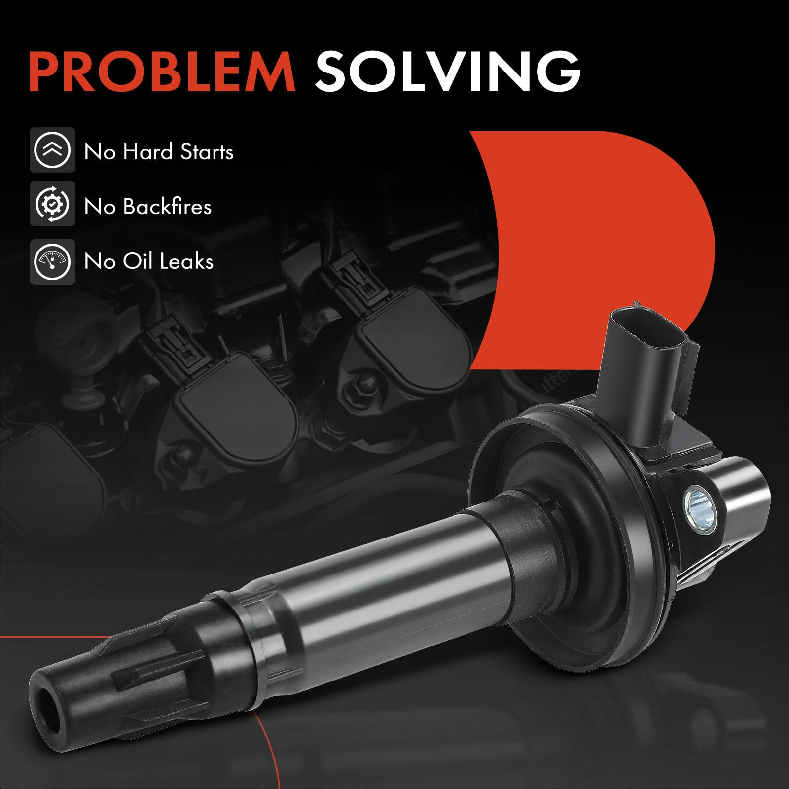 A-Premium ignition coil size scale comparison for clear dimension and fit guidance