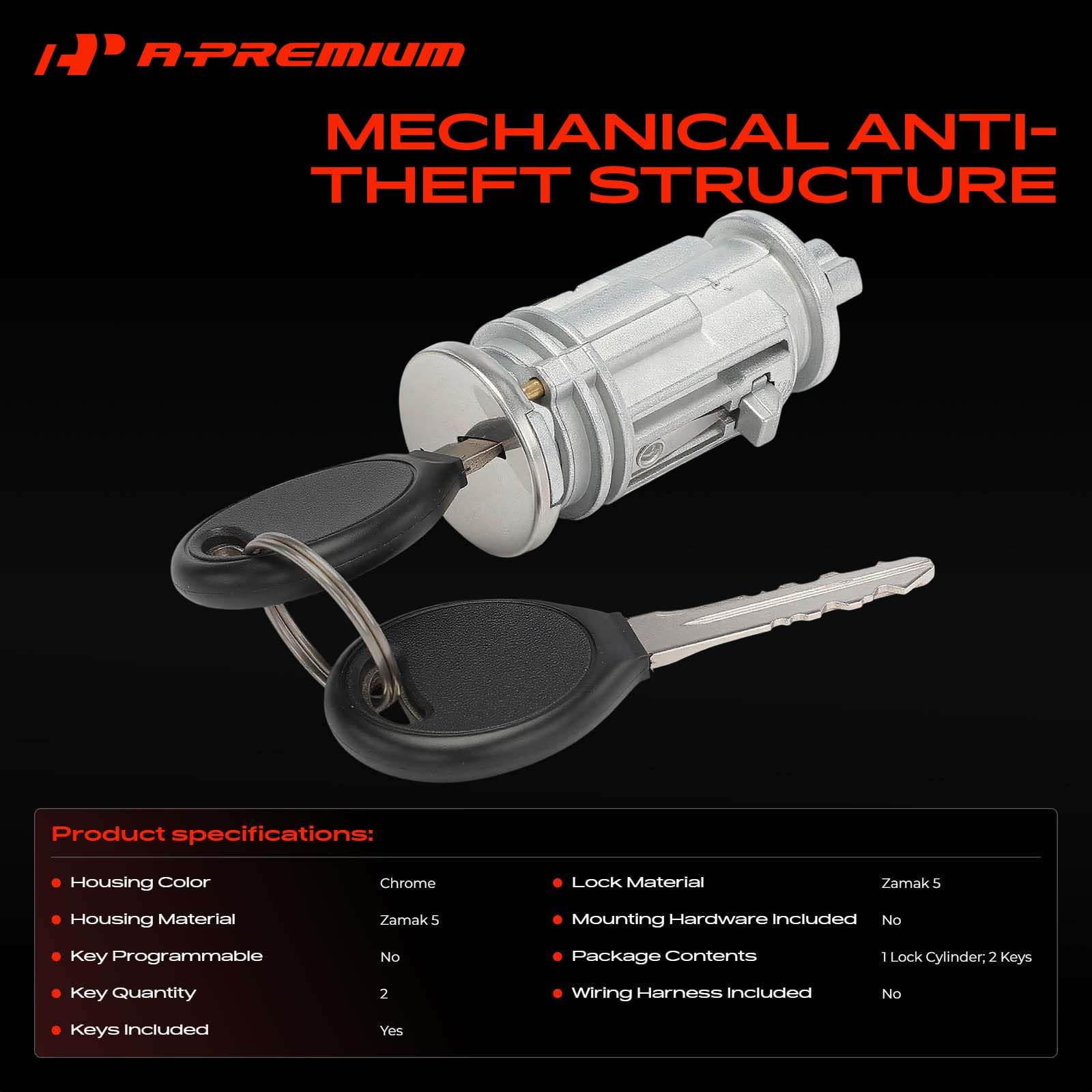 A-Premium ignition cylinder black housing close-up showing durable metal