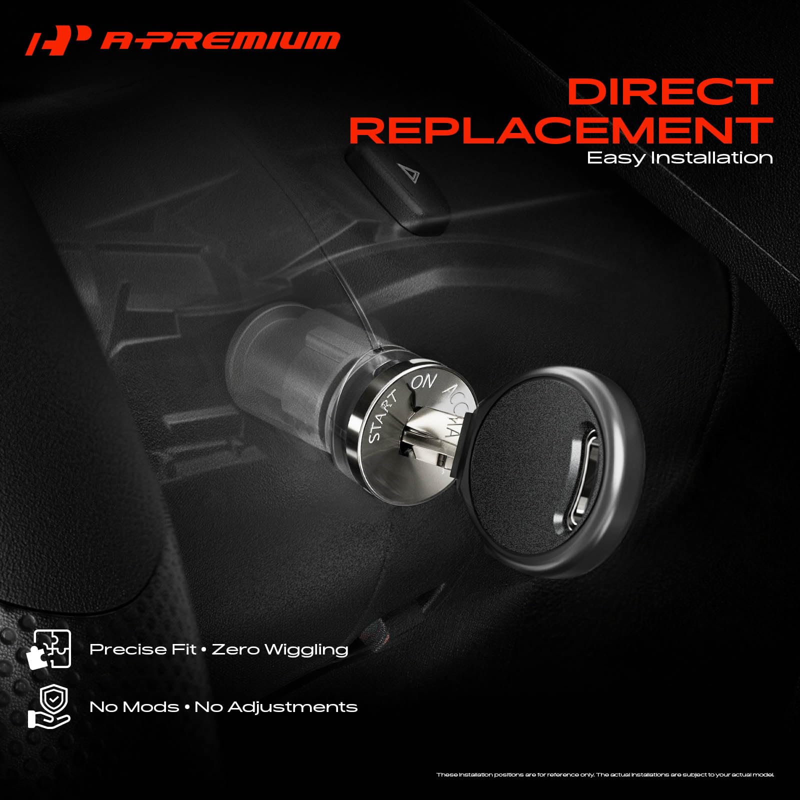 A-Premium ignition cylinder label and reference numbers for part match