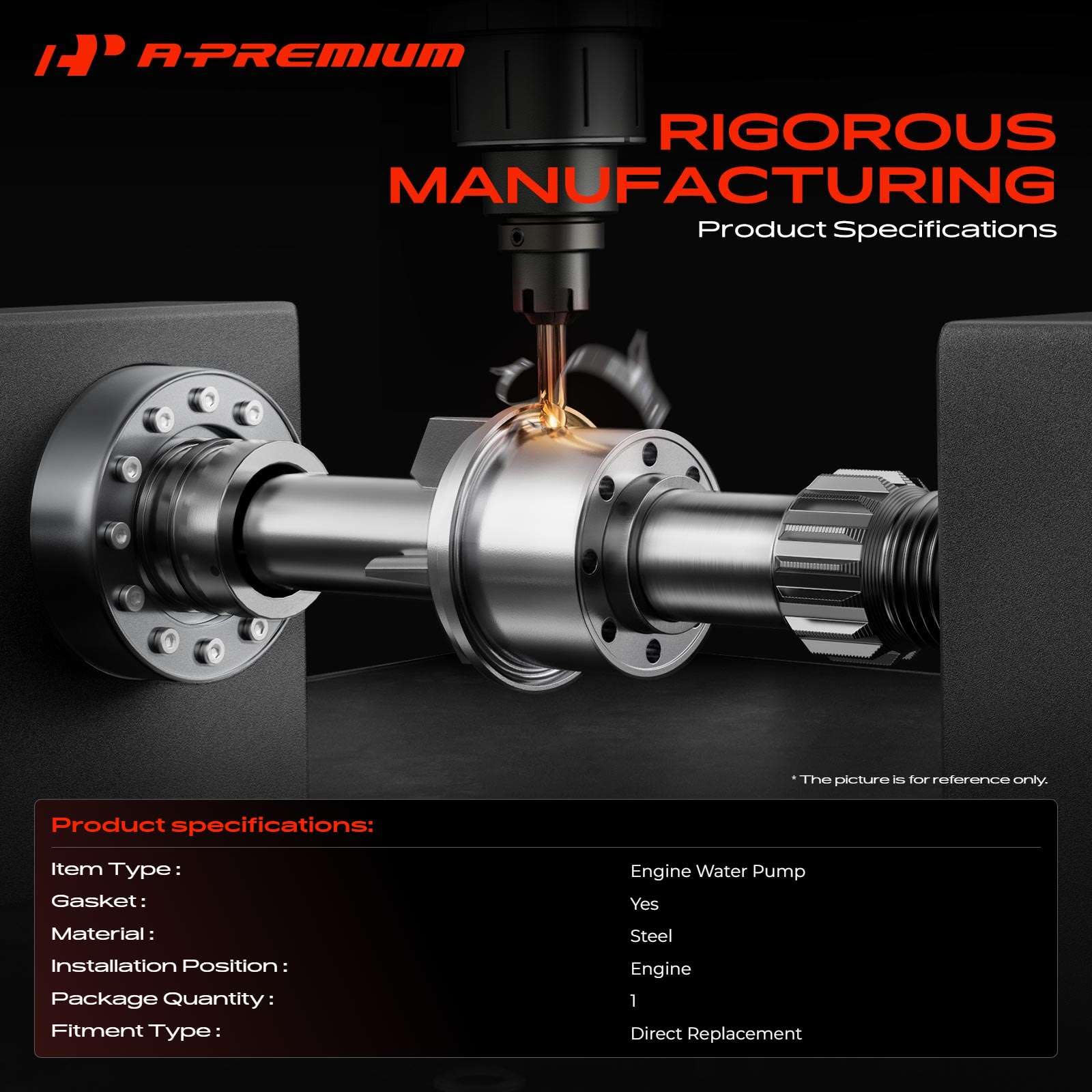 A-Premium steel impeller detail with seven vanes for efficient coolant flow