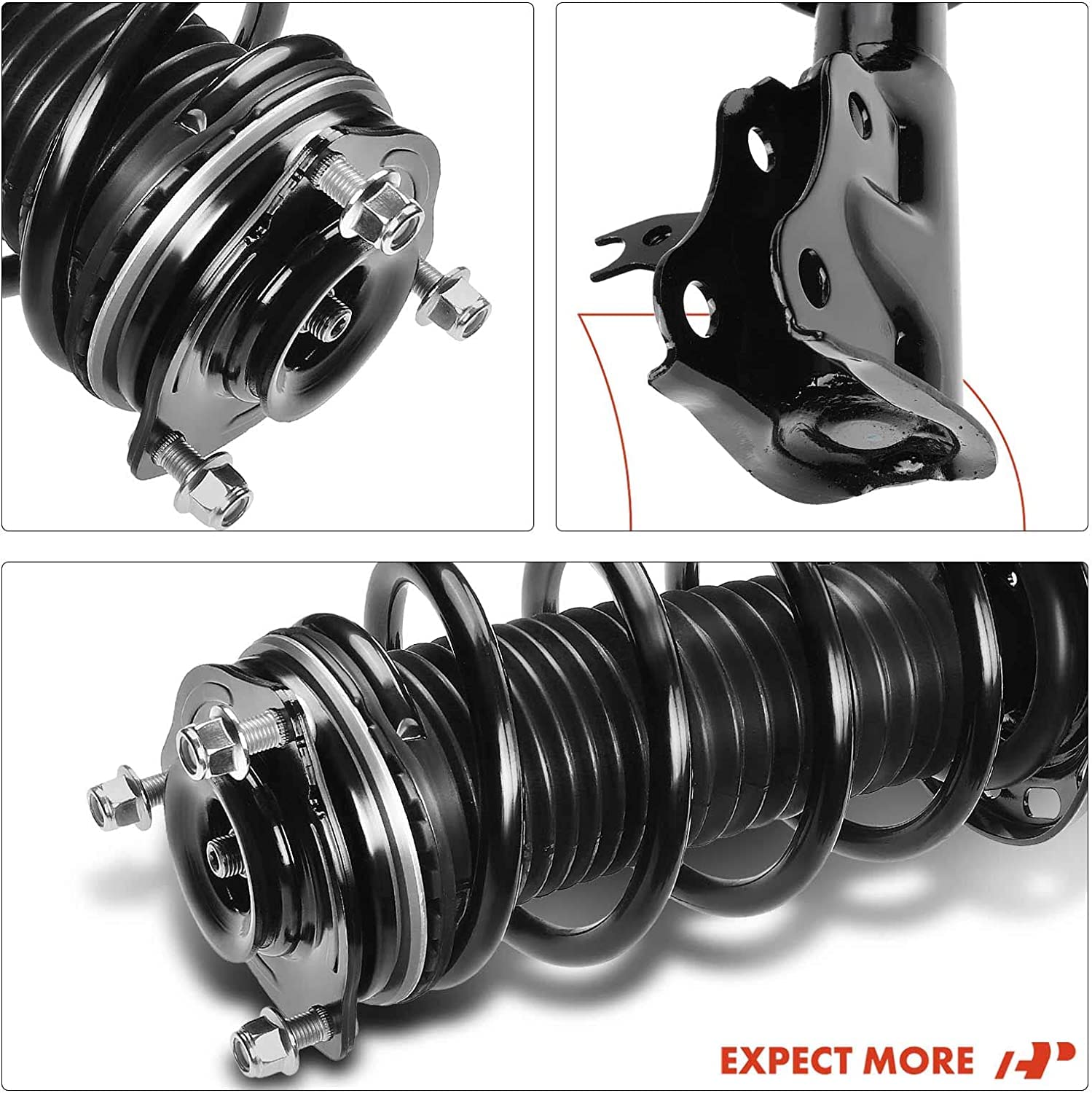 A-Premium installed front strut on vehicle demonstrating restored ride height and handling