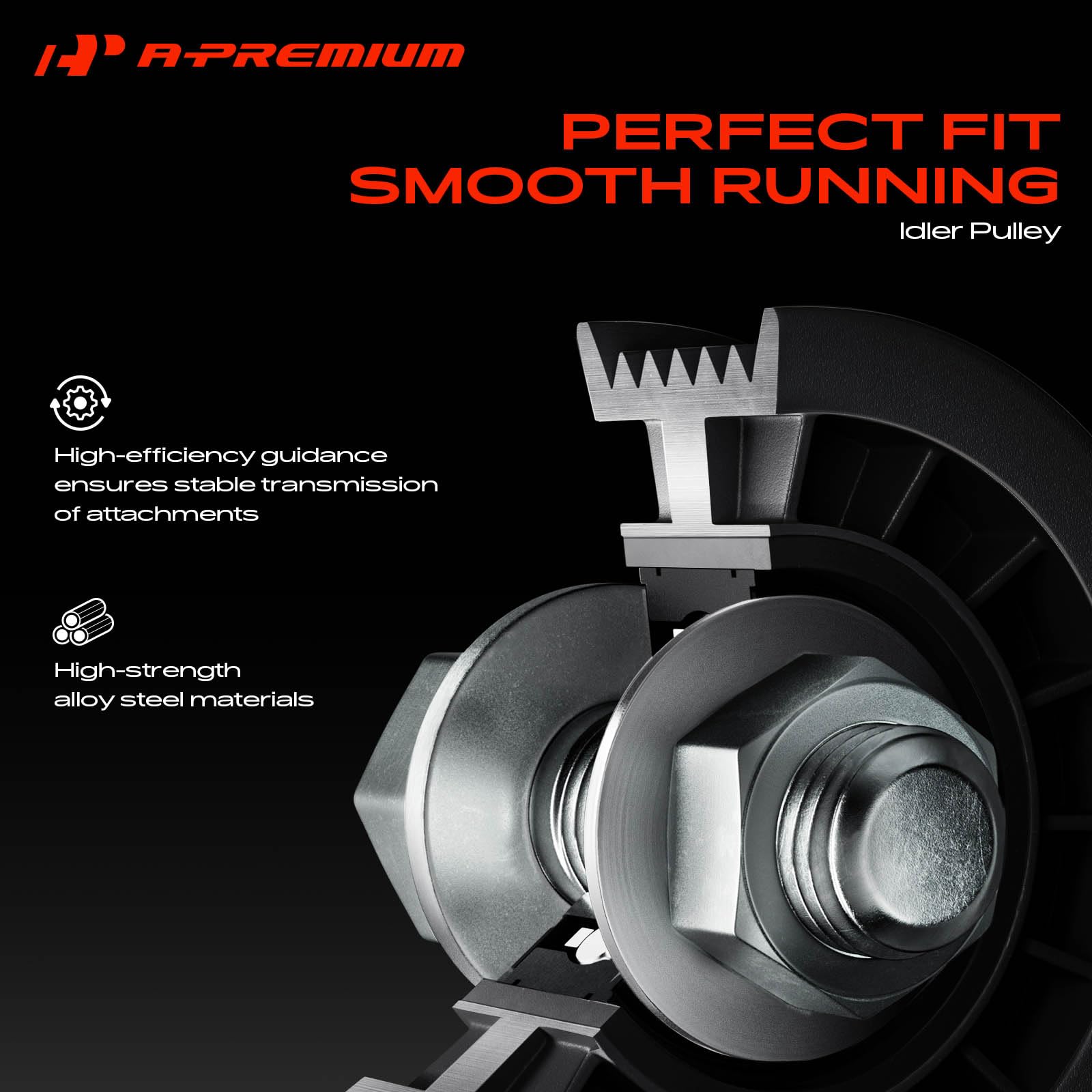A-Premium installed on engine front view demonstrating correct fitment