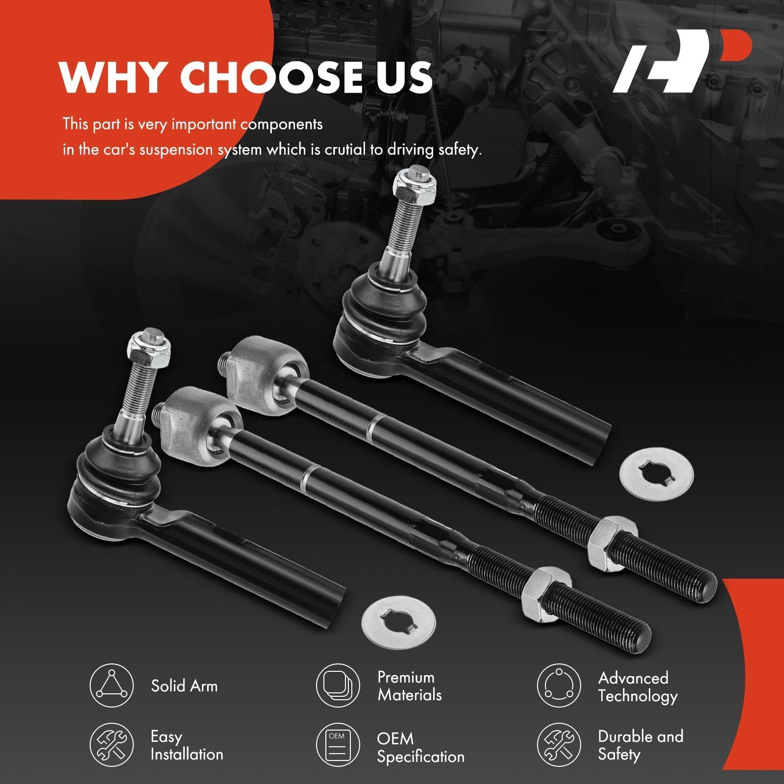 A-Premium outer tie rod installed on wheel hub demonstrating restored steering control